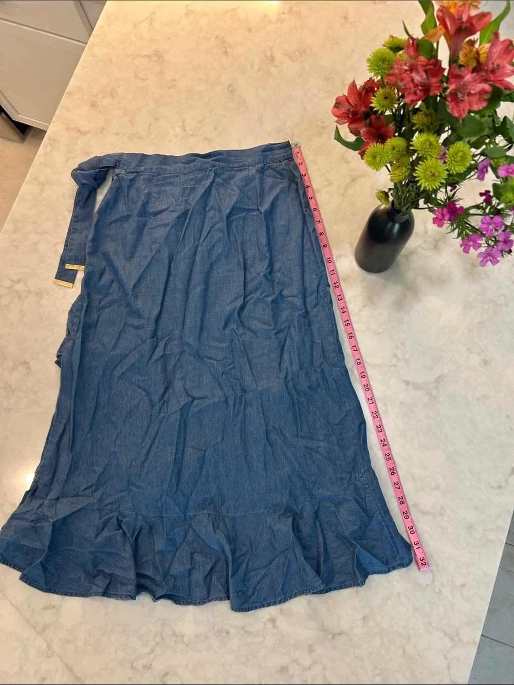 NWT Michael Kors Chambray Ruffle Maxi Skirt